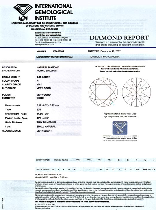 Foto 9 - Einkaräter Diamant 1,0ct Brillant IGI Weiss VS1 Diamond, D5847