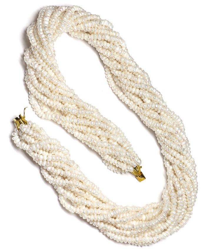 Foto 3 - Dekorative 12 reihige Perlenkette mit 14K Gold Schließe, R8368