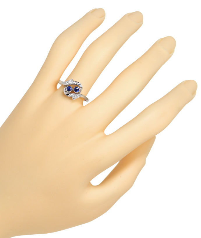 Foto 4 - Bezaubernder Weißgold-Diamantring 0,40ct blaue Saphire, R8523